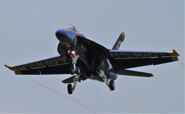 McDonnell Douglas FA-18 Hornet — - Blue Angels #5 on short final at IAG!!!!!!!!!!!