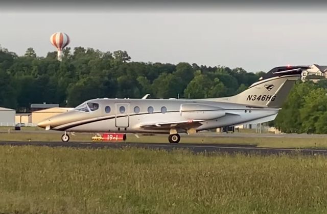 N346HG — - BeechJet 400 taxiing to the Tower Ramp after landing at Greenville Downtown Airport on April 17, 2025