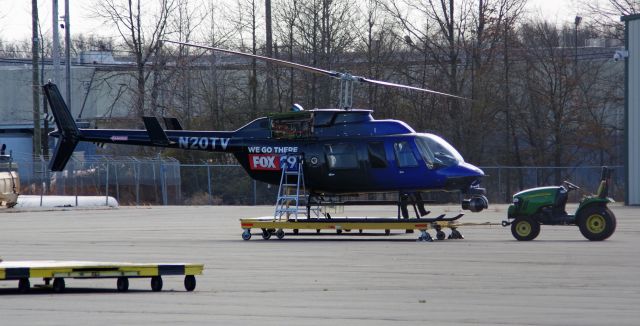 Bell JetRanger (N20TV) - LINDEN AIRPORT-LINDEN, NEW JERSEY, USA-MARCH 06, 2023: A news helicopter from one of the local Philadelphia television stations is seen by RF at Linden Airport undergoing some maintenance at approximately 1435 hrs.