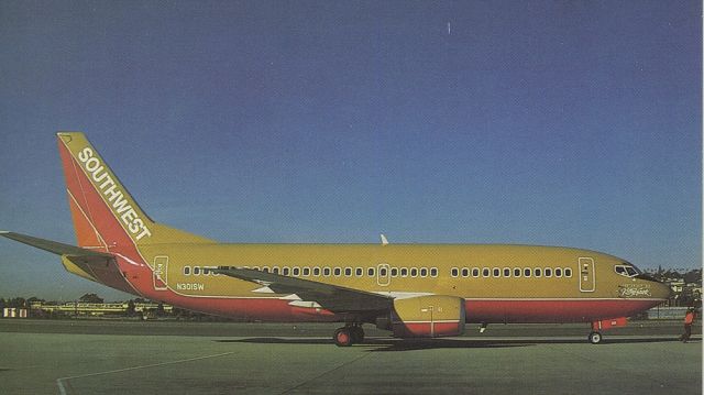 BOEING 737-300 (N301SW) - scanned from postcardbr /southwest airlines