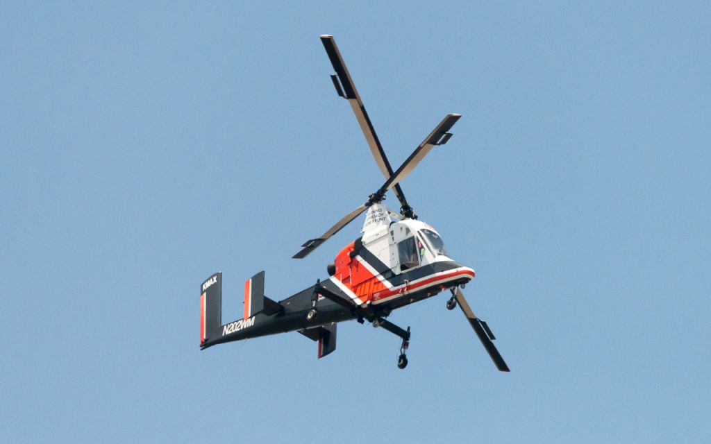 N202WM — - The Kaman K-MAX is an American helicopter with intermeshing rotors by Kaman Aircraft. It is optimized for external cargo load operations, and is able to lift a payload of over 6,000 pounds, which is more than the helicopter's empty weight.