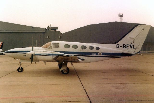 Cessna 421 (G-BEVL) - Seen here in Jul-84.br /br /Reregistered G-OTAD 25-Sep-85,br /then G-BMLZ 17-Dec-85.br /Registration cancelled 13-Oct-00.