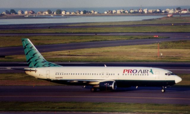 BOEING 737-400 (N461PR) - Pro Air B737-400 arriving at Boston Logan in May 1999 with the Detroit Tigers Baseball team to play the Red Sox.