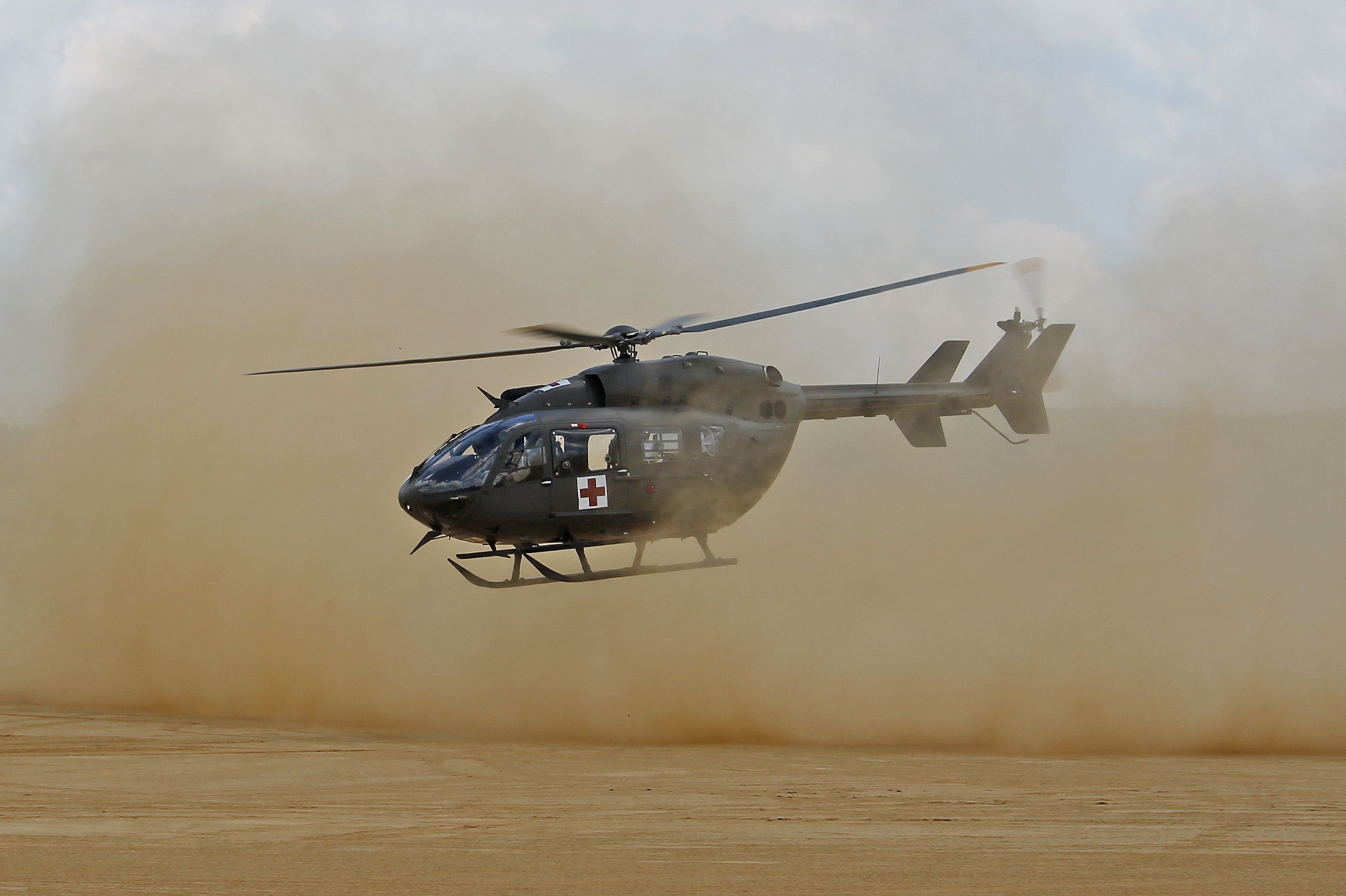 Eurocopter EC-635 (1172191) - A US Army National Guard UH-72A Lakota departing to a field hospital during another “DUSTOFF” MedEvac sortie on 16 Jul 2013. My camera & lenses (and I) took a beating during this exercise.