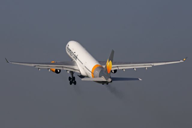 Airbus A330-200 (G-OMYT) - TCX2618 blowing the dust from the brakes after departure on the flight to Holguin.