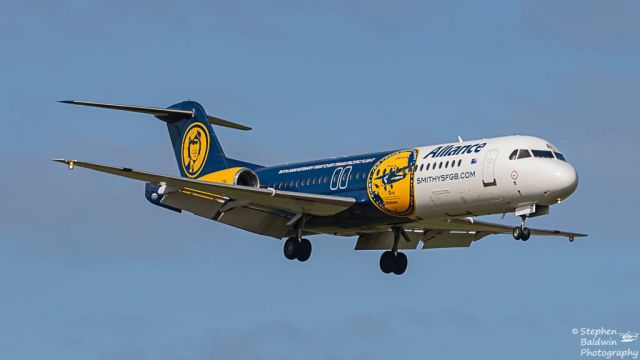 Fokker 100 (VH-FGB) - Photo made by Rego Meijer celebrating Fokker 100 still strong in Australia