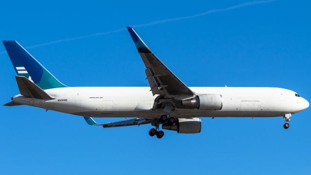 BOEING 767-300 (N930WE) - A former Air New Zealand 767 flying into CVG after being converted for cargo use.