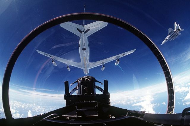 McDonnell Douglas F-15 Eagle (AWEFRC) - Friend of mine in the U.S Air Force Reserve Command took this picture undergoing air refueling practice.