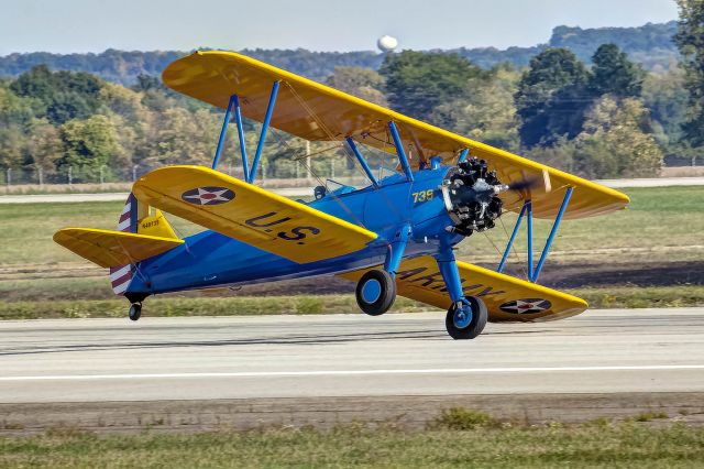 N49739 — - A PT-17 Stearman makes a perfect one-point landing at the Gathering of Mustangs and Legends airshow.