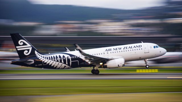 Airbus A320 (ZK-OXD) - ZK-OXD rotating off runway 16 at Wellington!