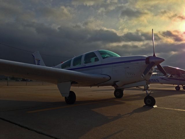 Beechcraft Bonanza (33) (N857KS) - Kansas State Polytechnic "K-State 57", sitting on the Salina ramp before flight. Taken 4/26/2016 @ 07:54. br /©2016 Nicholas Evenson Photography