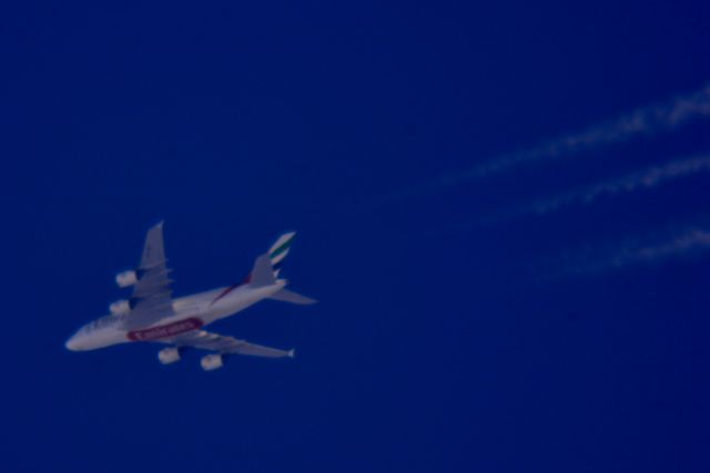 Airbus A380-800 (A6-EOG) - Emirates 222 Dallas/Fort Worth Intl to Dubai Intl over Cleveland 35,600 ft. 10-26-15,