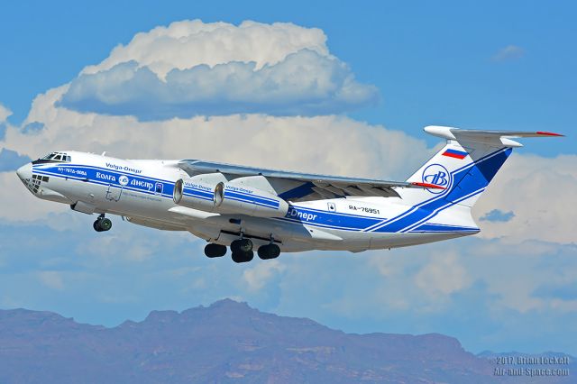 Ilyushin Il-76 (RA-76951) - Volga-Dnepr Ilyushin Il-76 RA76951 paid a visit to Phoenix-Mesa Gateway Airport. It arrived from Lafayette Regional Airport, Louisiana at 11:29 PM on August 26. It departed for Honolulu at 3:15 PM on August 27. 