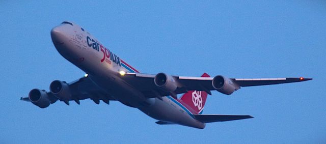 BOEING 747-8 (LX-VCC) - LUX  FT9:33  "50th Anniversary Livery" 21:30 arrival.