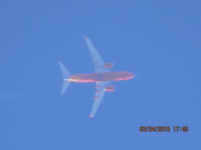 Boeing 737-700 (N233LV) - Southwest Airlines flight 36 from OKC to MDW over Southeastern Kansas at 33,000 feet.