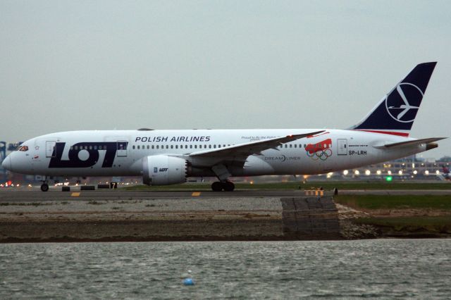 Boeing 787-8 (SP-LRH) - LOT B788 with special 'Proud to Fly the Polish Olympic Team' markings - an EWR weather diversion to BOS on 5/16/22.