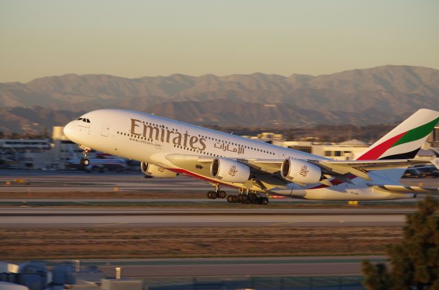 Airbus A380-800 (A6-EEM) - Taking off from LAX to Dubai. 12/26/13