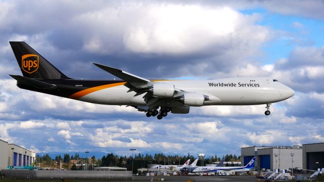 BOEING 747-8 (N633UP) - BOE696 from KPDX on short final to Rwy 16R on 3.16.22. (B747-8F / ln 1570 / cn 65774).