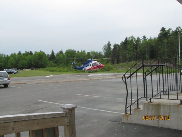 C-GIMN — - Lifting off the Helipad at the Bridgewater Hospital.    June 1/2010