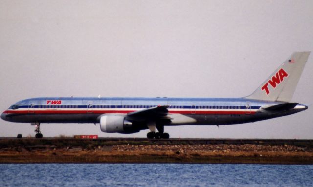 Boeing 757-200 (N701TW) - TWA B757-200 at Logan April 17, 2002.