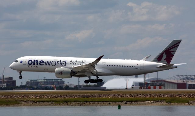 Airbus A350-900 (A7-ALZ) - Qatar A350-900 One World Livery landing at BOS on 8/12/20. 