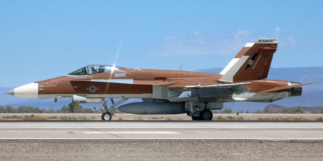 McDonnell Douglas FA-18 Hornet (16-4646) - A NAWDC F/A-18C Hornet, piloted by RAdm Dan "Undra" Cheever, Commander of NAWDC at NAS Fallon (KNFL), is lined up and ready to launch from runway 31L for an afternoon flight time mission.