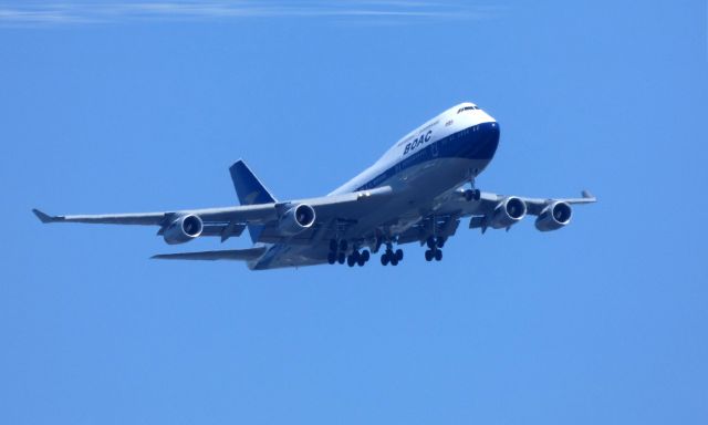 Boeing 747-400 (G-BYGC) - On final is this British Airways BOAC Livery Boeing 747-400 in the Spring of 2019. BOAC was the former British Overseas Airways Corporation.