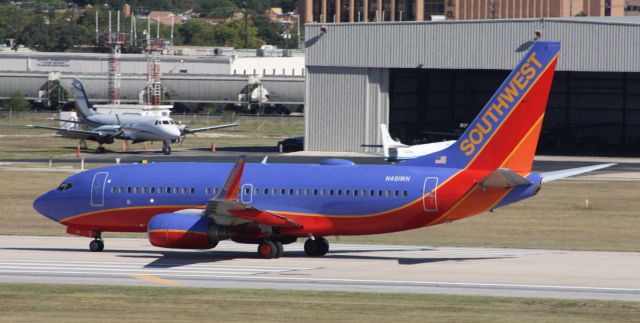 Boeing 737-700 (N491WN) - Takeoff roll on Runway 4.