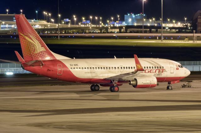 Boeing 737-700 (S2-AHC) - 1st Jan., 2017: Still stranded with a cracked cockpit windshield at KLIA more than 24 hours after scheduled departure time of 6:20am on 31st Dec., 2016.