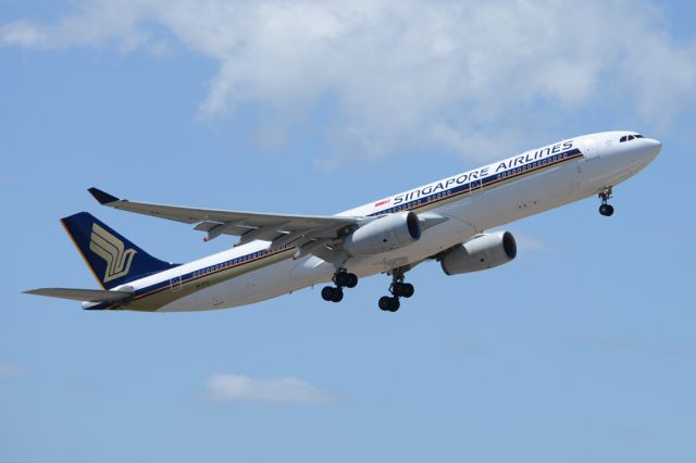 Airbus A330-300 (9V-STA) - Getting airborne off runway 23 and heading home to Singapore. Wednesday 29th October 2014.