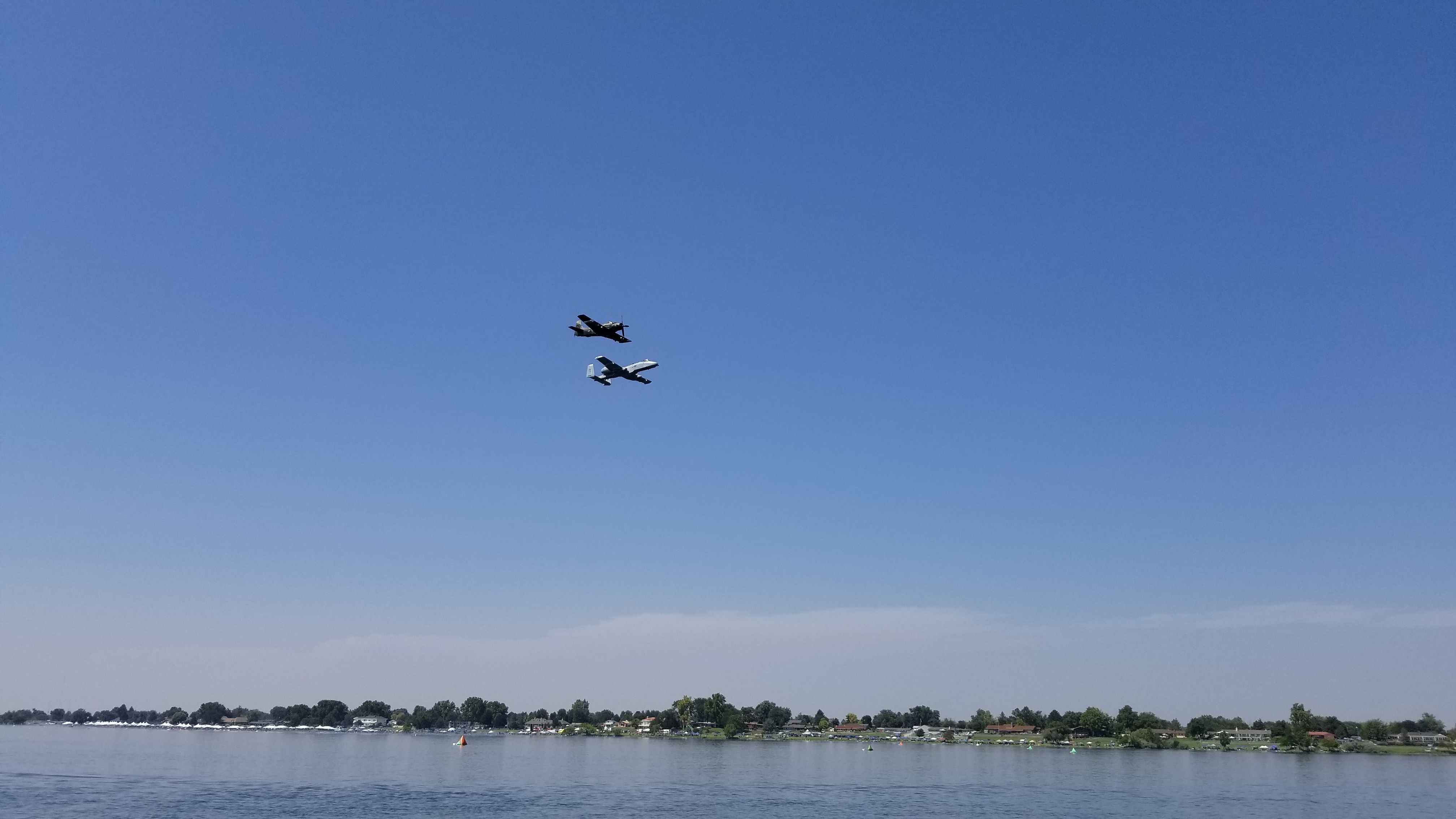 — — - 2018 Heritage Flight, Columbia Cup, Tri-Cities, WA.  A-10 Warthog and A1 Douglas Skyraider.