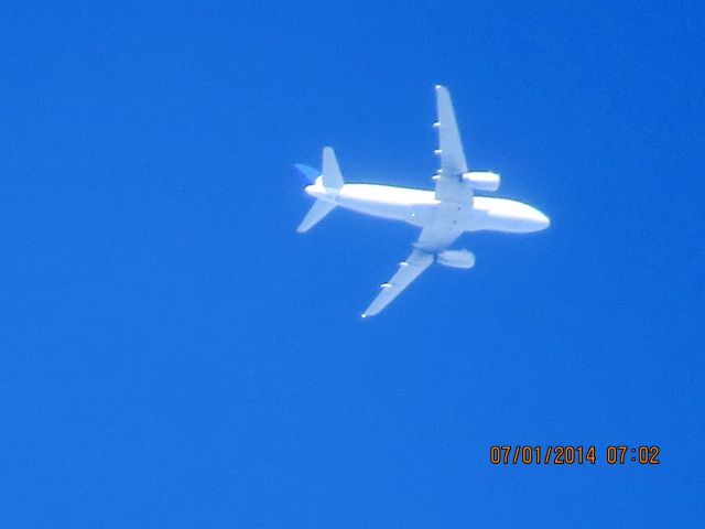 Airbus A319 (N825UA) - United flight 312 from ORD to IAH over Baxter Springs KS at 31,970 feet.