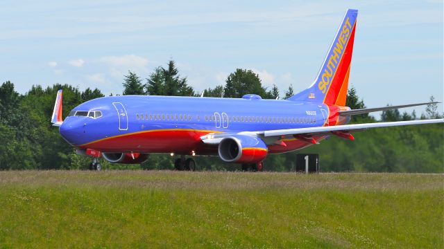 Boeing 737-800 (N8603F) - SWA8700 begins its roll on runway 34L for a flight to KLAS on 6/20/12. Since delivery on 6/11/12 the new plane has been at ATS and will now go into regular service.