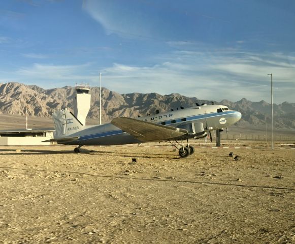 Douglas DC-3 (4X-AES) - Arkia's DC-3 outside of the new Eilat International Airport on a clear autumn afternoon. 