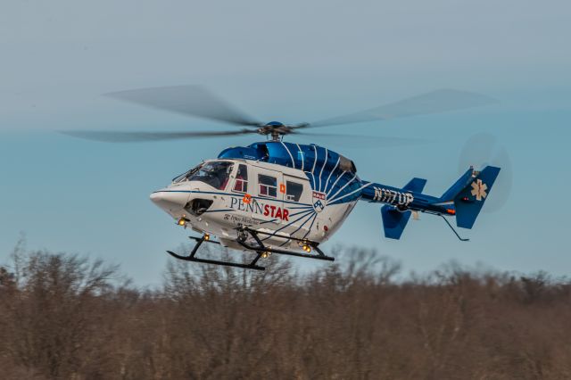 NUSANTARA NBK-117 (N117UP) - PENNStar helicopter N117UP coming in for a landing at Wings Field for a hot fueling and go.