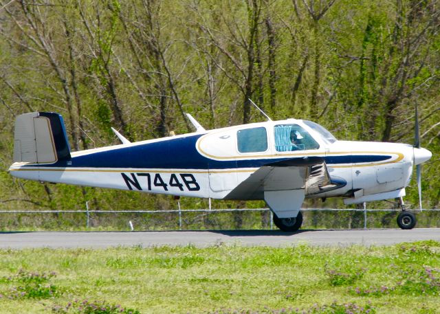 Beechcraft 35 Bonanza (N744B) - 1948 Beech A35 at Downtown Shreveport.