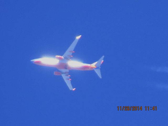 Boeing 737-700 (N8609A) - Southwest Airlines flight 582 from BWI to LAX over Southeastern Kansas at 34,000 feet.