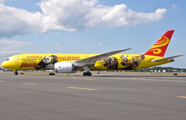 Boeing 787-9 Dreamliner (B-7302) - 08/27/17 Hainan B787-900 Yellow Kung Fu Panda Special Livery - 1st Boston visit