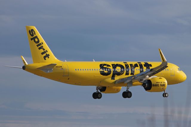 Airbus A320neo (N912NK) - A brand-new Airbus A320 Neo for Spirit Airlines and the database. NKS178 was seen here about to touchdown on RWY 24R from Tampa Intl (KTPA). N912NK was delivered to Spirit on 15 Feb 2019.