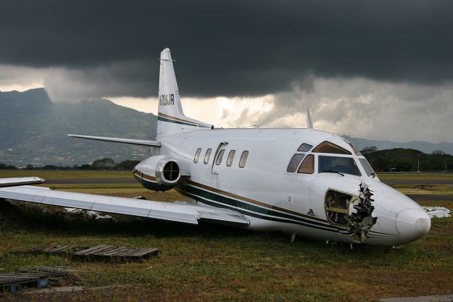 North American Rockwell Sabre 75 (N726JR) - Was involved in a aborted takeoff resulting with some heavy nose damage and is written off at SJO.