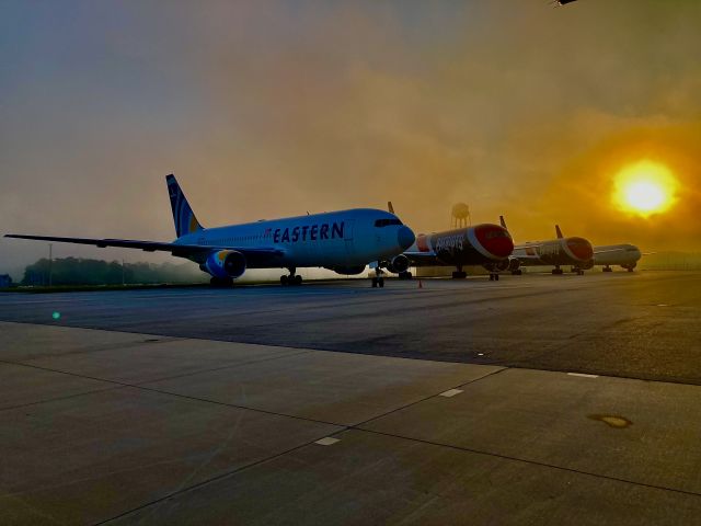 N603KW — - Early morning sunrise at the EAL Mx base. Note two NE Patriots B767-300 aircraft. N36NE & N225NE. 