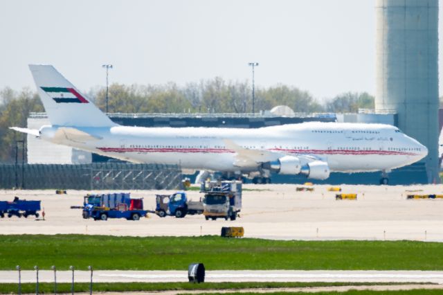 Boeing 747-400 (A6-COM) - Dubai Royal Air Wing B744.  Unfortunately very heat hazed.