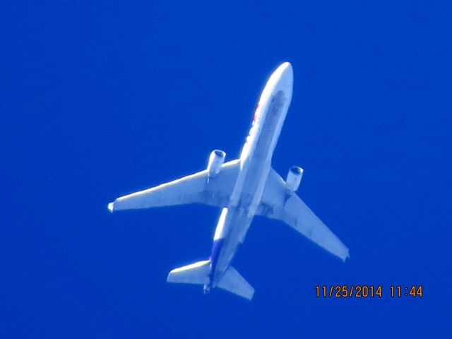 Boeing MD-11 (N573FE) - FedEx flight 408 from PDX to MEM over Baxter Springs Kansas (78KS) at 35,000 feet.