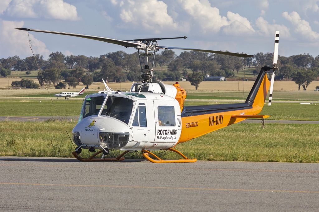 Bell UH-1V Iroquois (VH-DHY) - Rotorwing Helicopter Services (VH-DHY) Garlick Bell UH-1B at Wagga Wagga Airport.