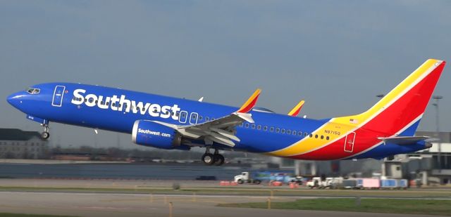 Boeing 737 MAX 8 (N8715Q) - 737 MAX 8 taking off at BUF! This was my 1st time seeing one of these.