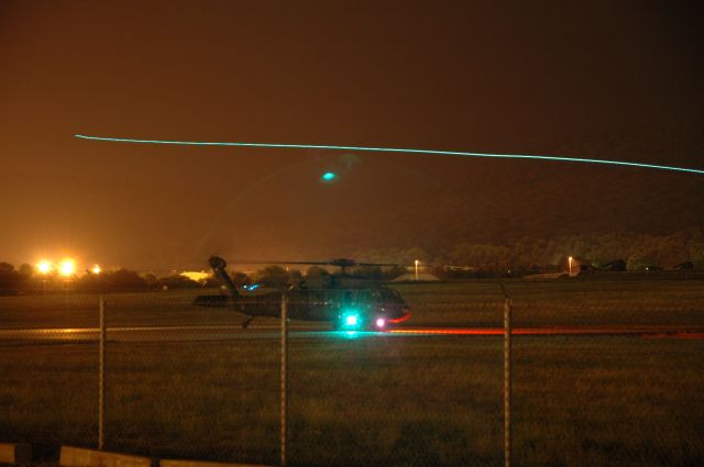 — — - Night time training at Fort Indiantown Gap, another helicopter flying by in background....