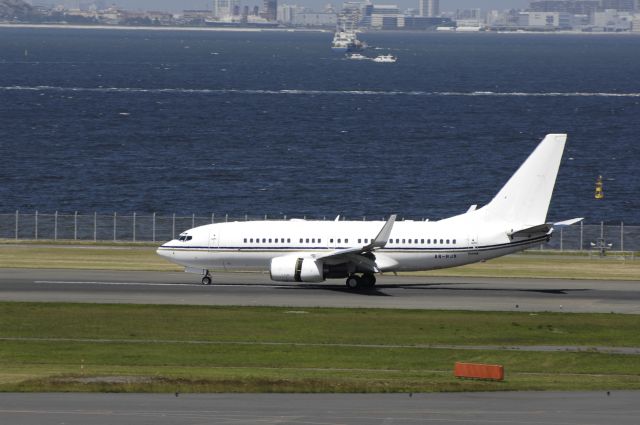 Boeing 737-700 (A6-RJX) - Landing at Haneda Intl Airport Rwy34R on 2013/05/31 "VIP Flight"