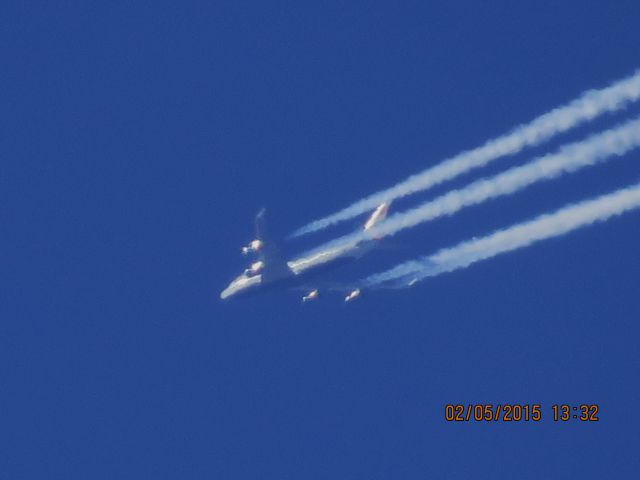 Boeing 747-400 (G-CIVB) - British Airways flight 31F from London to DFW over Southeastern Kansas at 36,000 feet.