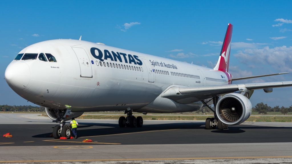 Airbus A330-300 (VH-QPC) - First wide-bodied passenger jet to Busselton after airport upgrades. On charter to the Margaret River Pro Surfing Tour. Flying direct from Sydney.
