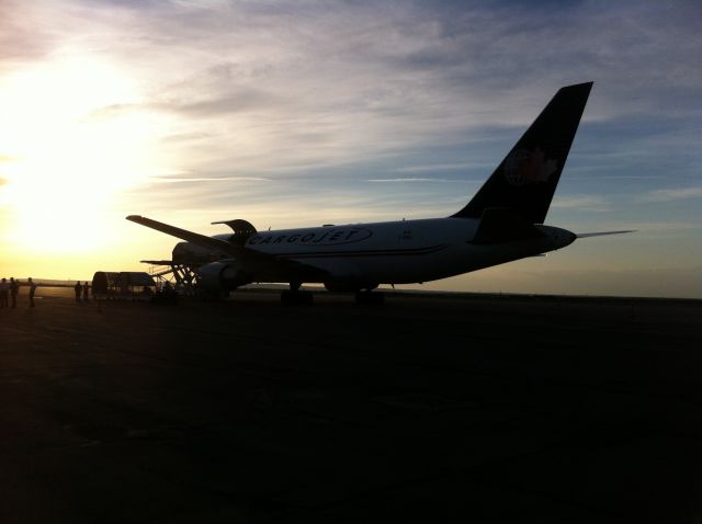 BOEING 767-200 (C-FGAJ) - Cargojet 767-200 sitting on the ramp in Moncton on a Rare Visit